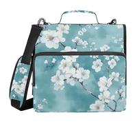 Safaris Cherry Blossom Teal 1.5-Inch 3-Ringing Zipper Binder with Handle and Removable Shoulder Strap Waterproof Document Binder Organizer for School and Office
