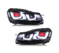 SAFATBZ Front Lights with Sequential Turn Signal Headlight Assembly For Golf 6 For MK6 2010 2011 2012 2013 2014 W/Sequential Indicator Day Lights Headlights Head Lamp(Red devils eye)