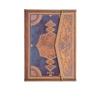 Kalendarz Paperblanks 2025 Safavid Indigo Midi tygodniowy HOR: tydzień na dwóch stronach, zamykany na Magnes, Papier 100 GSM