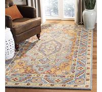 Safavieh Antiquity Collection AT504M Handmade Wool Area Rug, 5' x 8', Blue/Gold