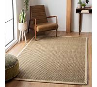 SAFAVIEH Area Rug 3x5 - Natural Fiber Collection - Natural & Ivory, Seagrass, Basketweave Pattern with Border (NF114J)