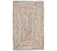 SAFAVIEH Cape Cod Collection Area Rug - 2'3" x 5', Beige & Multi, Handmade Jute & Cotton, Woven Braided Design (CAP202B)