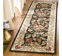 SAFAVIEH Chelsea Collection HK141B Hand-Hooked French Country Premium Wool Entryway Foyer Living Room Kitchen Runner Rug, 2' 6" x 14' , Black