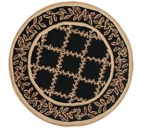 Safavieh Chelsea Collection HK230D Hand-Hooked Black and Gold Wool Round Area Rug, 3 feet in Diameter (3' Diameter)