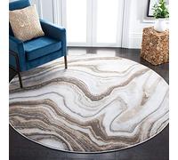 Safavieh Craft Collection CFT819D Modern Abstract Area Rug 9' x 9' Round Gold/Grey