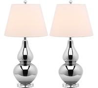 Safavieh EUL4088N-SET2 Cybil Double Gourd Lamp, Glass, Silver, 13 W, Set of 2