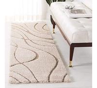 Safavieh Florida Shag Collection 2'3" x 7' Cream/Beige SG471 Abstract Wave Non-Shedding Living Room Bedroom Dining Room Entryway Plush 1.2-inch Thick Runner Rug