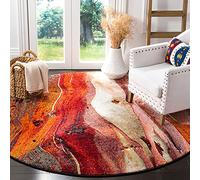 Safavieh Glacier Collection GLA126A Modern Contemporary Abstract Area Rug, 3' Round, Red/Multi