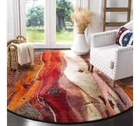 Safavieh Glacier Collection GLA126A Modern Contemporary Abstract Area Rug, 5' 3" Round, Red/Multi