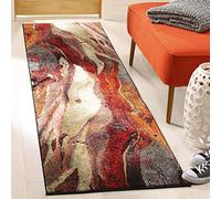 Safavieh Glacier Collection GLA126A Modern Contemporary Abstract Runner, 2' 3" x 8', Red/Multi