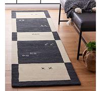 SAFAVIEH Himalaya Collection HIM562A 7.5cm x 3.5m Handmade Bohemian Tribal Wool Runner Rug Ideal for High Traffic Areas in Living Room and Bedroom - Cream