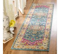 SAFAVIEH Madison Collection Runner Rug - 2'3" x 10', Blue & Multi, Boho Chic Medallion Distressed Design, Non-Shedding & Easy Care, Ideal for High Traffic Areas in Living Room, Bedroom (MAD202M)