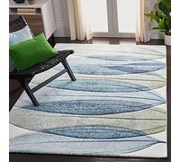 SAFAVIEH Modern Rug for Living Room, Dining Room, Bedroom - Hollywood Collection, Short Pile, in Ivory and Blue Green, 160 X 229 cm