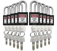 SAFBY 10 Keyed Different Lockout Tagout Lock - Loto Safe Padlocks for Lock Out Tag Out Stations and Devices (Black, Key Different)