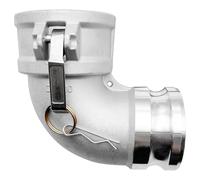 SAFBY Aluminum Type DA Camlock Fitting, 90° Elbow, 2" Female x 2" Male (DA90-20-AL)， Industrial-Grade Liquid Transfer Coupling for Petroleum, Chemicals & Water