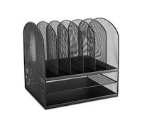 Safco 3255BL Onyx Mesh Desk Organizer with 2 Horizontal and 6 Upright Sections