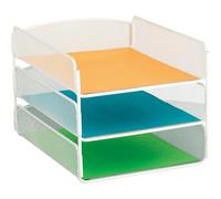 Safco Onyx Desktop Organizer, 3-Tier Paper Tray, Durable Steel Mesh Construction, White