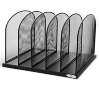 Safco Onyx Mesh Desk Organizer with 5 Upright Sections - Black