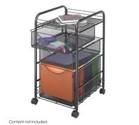 Safco Onyx Rolling File Cart with Large File Drawer and 2 Supply Drawers, Fits Letter-Size Hanging Folders, Durable Steel Construction