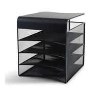 Safco Products Onyx Mesh 4-Tray Underdesk Space Saving Desktop Hanging Organizer, Durable Steel Mesh Construction, 20lb Capacity, Black Powder Coat Finish, 10.25" w x 12.375" d x 12" h