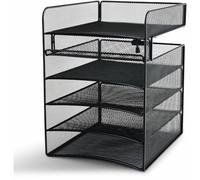 Safco Products Onyx Mesh 5-Tray Underdesk Hanging Organizer 10.25" W x 12.37" D x 14.37" H Easy Assembly Black Powder Coat Finish Durable Steel Mesh Construction 20 lb Capacity
