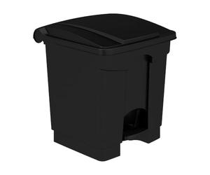 Safco Products Plastic Step-On Trash Can for Hands-Free Disposal, Great for Home/Commercial Use, 8 Gallon, Black (9924BL)