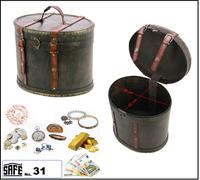 Safe 3148 Treasure Chest Wood Hat Box Queen Victoria Design 29X23X25Cm Round