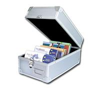 SAFE Albums Aluminium Carry Case Without Handle for up to 50 Rectangular Coins Sets Collectors Storage Window for Labelling Your collectables Coins Holder Placed in Front of The Coin Case.