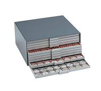 Safe Albums Beba Coin Box Cabinet with 10 Trays for Hundreds of Coins with diameters from 22.5mm up to 93mm.