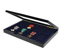 Safe Albums Black Display Case with Wooden Frame for 8 Medals. Dark Blue Velour Insert with 8 Spaces for Housing Your Medal Collections.