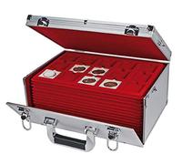 SAFE Albums Giant Aluminium Coin Case with 15 Red Velvet Coin Trays with Spaces of Up to 50 mm for Over 500 Collectors Coins in Square Capsule Round Capsules Or Without Coin Capsules