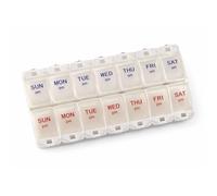 Safe and Sound 7 Day 14 Compartment AM and PM Push-button Pop-open Pill Box, Includes Two Patient Record Cards