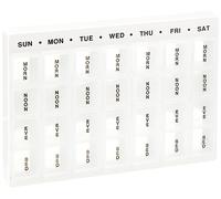 Safe and Sound Jumbo Weekly Pill Organiser, 4 Compartments Per Daily Removable Section, Printed and Braille Flip-top Lids, Push-open Catches