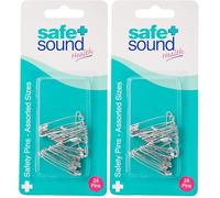Safe and Sound Nickel Safety Pins, Assorted Sizes, Silver, 24 Count (Pack of 2)