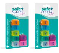 Safe and Sound Small 7 Day Pill Box, Detachable Pocket Sized Compartments, Flip-top Lids, Push-Open Catch (Pack of 2)