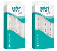 Safe and Sound Weekly Pill Organiser, 2 Compartments Per Daily Removable Section, Printed and Braille Flip-top Lids, Push-Open Catches (Pack of 2)