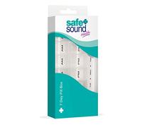 Safe and Sound Weekly Pill Organiser, 2 Compartments Per Daily Removable Section, Printed and Braille Flip-top Lids, Push-open Catches