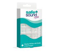 Safe and Sound Weekly Pill Organiser, 3 Compartments Per Daily Removable Section, Printed and Braille Flip-top Lids, Push-open Catches
