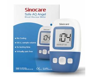 Safe AQ Angel Blood Glucose Monitor Kit with 50 Test Strips & Lancets - Fast 5s Results, No Coding Required, 200 Memory Storage, ISO Certified Diabetes Testing Kit