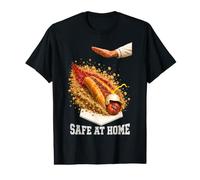 Safe At Home Funny Baseball Hot Dog Fan Humor Ballpark Food Value Graphic T-Shirt