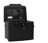 Safe Black 44 x 37 x 34 cm, Fireproof up to 30 Minutes at 177 °C, Waterproof 24 Hours, Polypropylene Robust, with Key Lock and Carry Handle for Documents, Jewellery, Cash