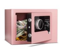 Safe Box, 6.6 L Small Safe, Fireproof Safe, Cash Boxes With 2 Keys, Home Safe With Intelligent Alarm System Safety Wall Box Alloy Steel, Household Cabinet Safes For Home/Business Pink