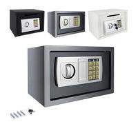 Safe box for Home Fireproof with 2 Manual Override Keys, 16L Security Safe Cash Box with Double Digital Key pad and Safety Key Lock Cabinet Safes, Grey, 35 x 25 x 25cm