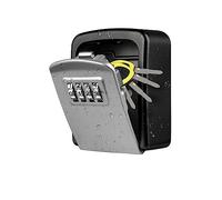 Safe Box, Key Safe Box Outdoor, Wall-Mounted Metal Waterproof Password Storage 4 Digit Code House Security Protection Organizer