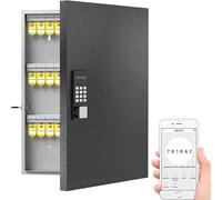 Safe Box, WeHere 72 Key Lock Box, Intelligent Wall Mounted Key Storage Cabinet,OTP/APP Bluetooth/Fixed Code Unlocking Key Management Safe(Black 72 Key)