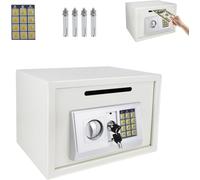 Safe Box with Code and Key Security Digital Steel Safety Box for Storing Money/Cash/Jewelry/Documents 16L - White, 35 x 25 x 25cm