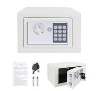 Safe Box with Key Safes for Home, 4.6L Security Safe Cash Box with Digital Keypad and Safety Key Lock Cabinet Safes, Electronic Security Money Cash Safe Box for Home Hotel Office, 17x23x17 cm, White