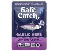 Safe Catch Elite Mercury Fish Bags Low Mercury Fish Bags Garlic Herb Flavour Gluten Free Paleo GMO Free High Protein Keto Food 75ml Pack of 12