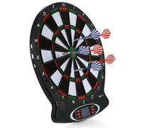 Safe Dartboard Set Ø38cm / 15inch, electronic darts scorer with 6 Soft Tip darts scoreboard electronic with LCD Display(Batteries are not included)