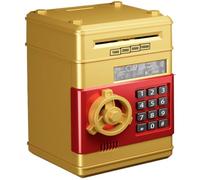 Safe Deposit Piggy Bank Password Lock Children's Piggy Bank Large Capacity Can Be in and Out Best Gift for Boys and Girls(Gold)
